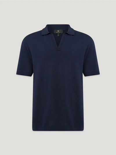 Belstaff Coast Knitted Polo Shirt in Dark Ink
