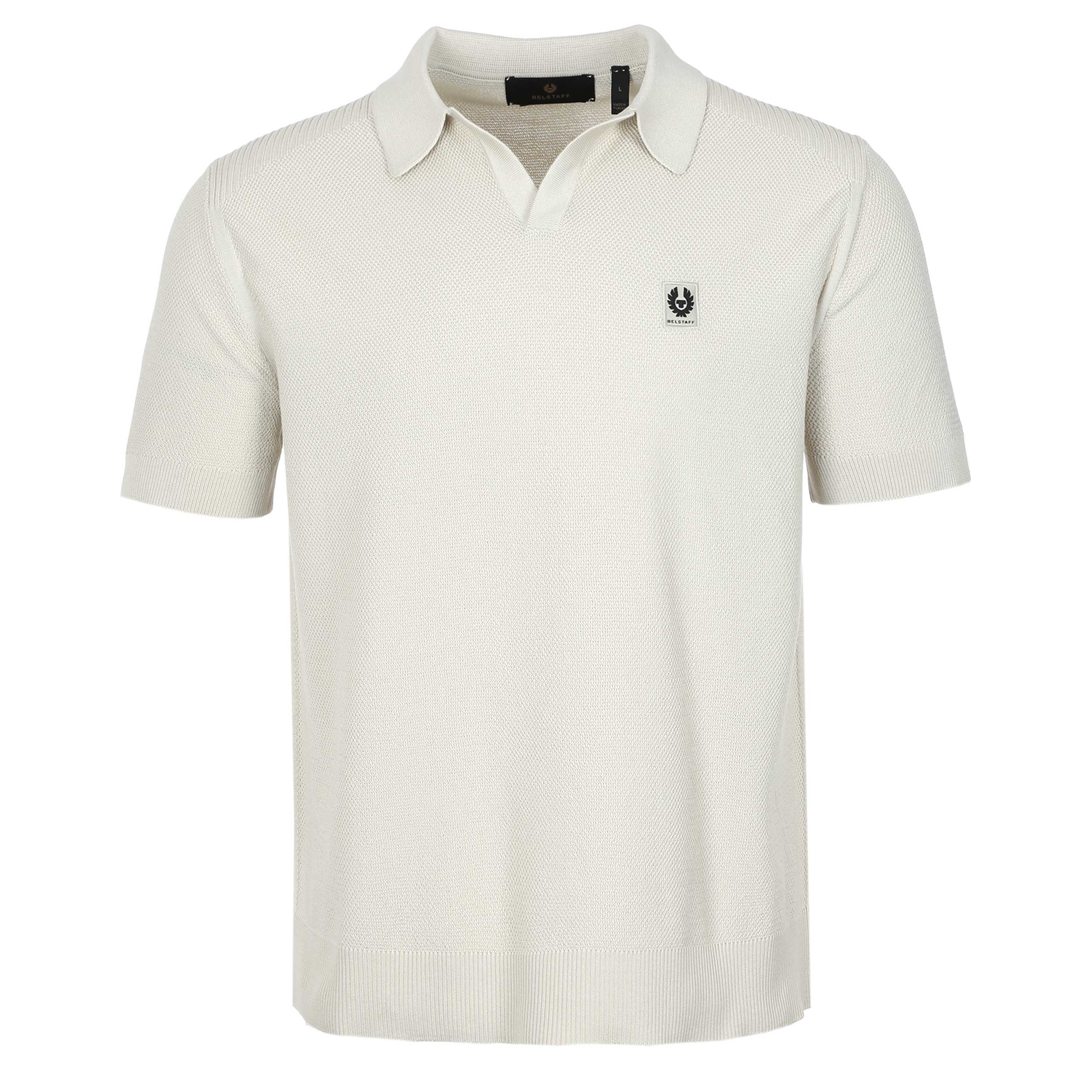 Belstaff Coast Knitted Polo Shirt in Silver Birch