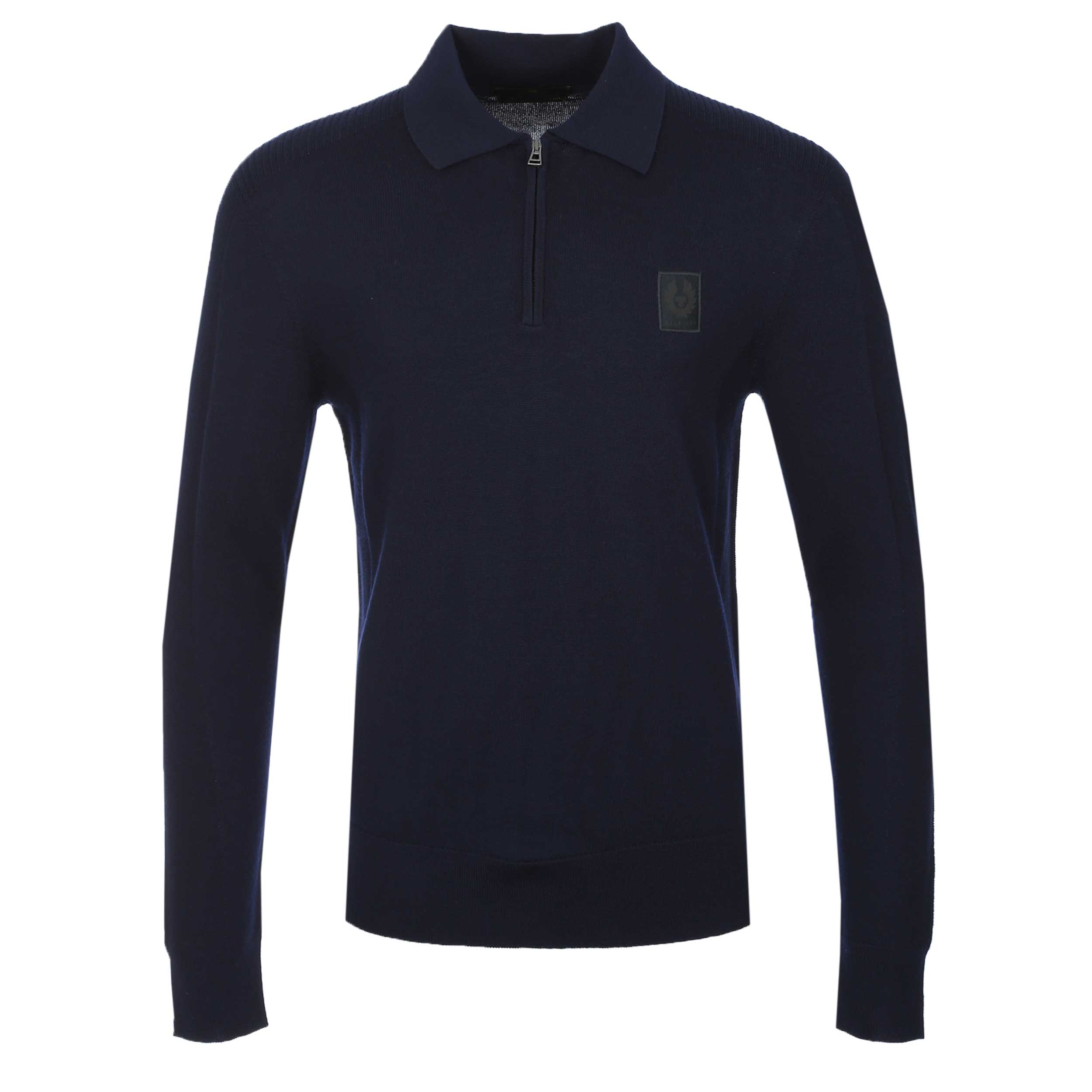 Belstaff Colden Knitted Polo in Dark Ink