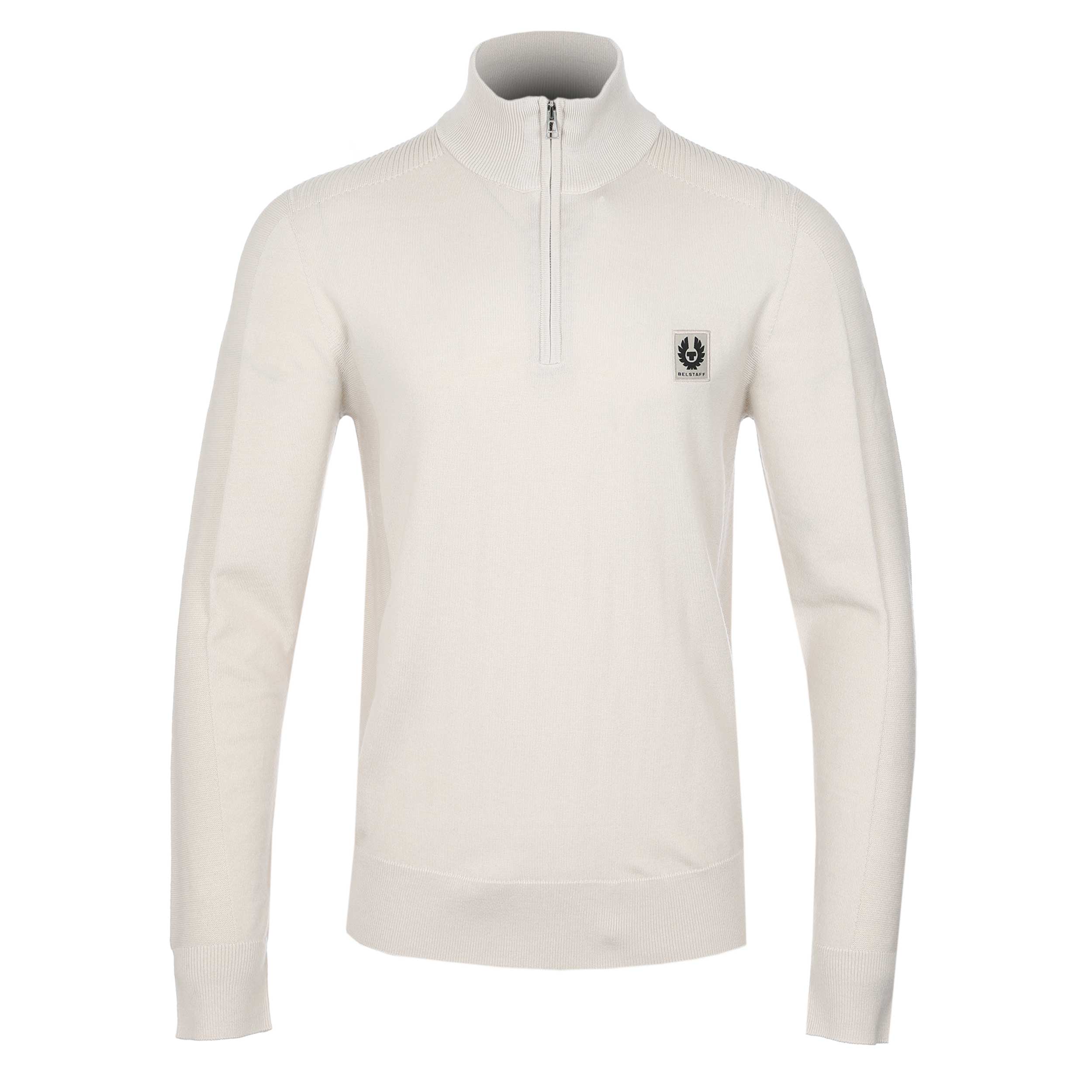 Belstaff Colden Merino 1/4 Zip Knitwear in Pale Stone