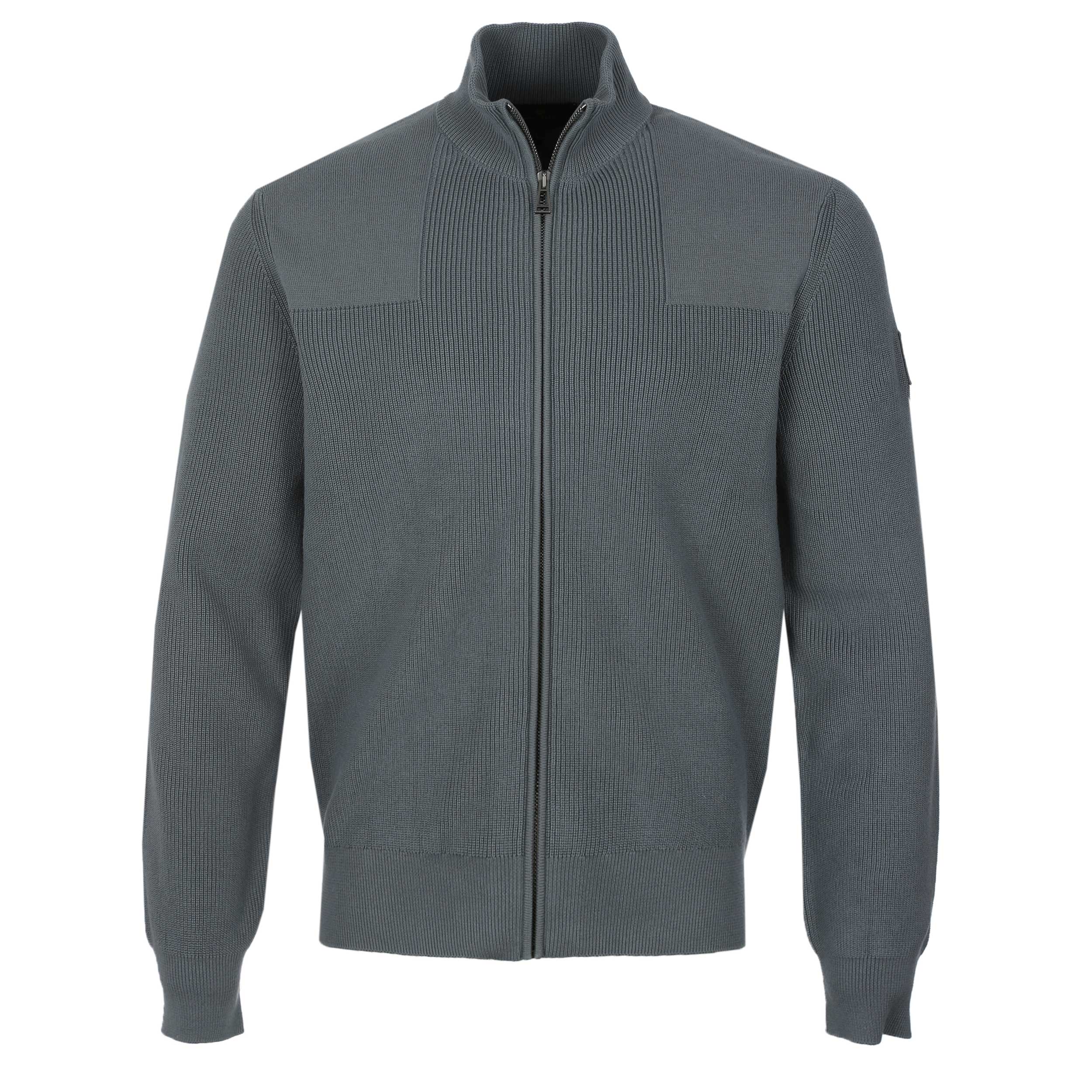 Belstaff Commander Full Zip Knitwear in Atlantic Grey