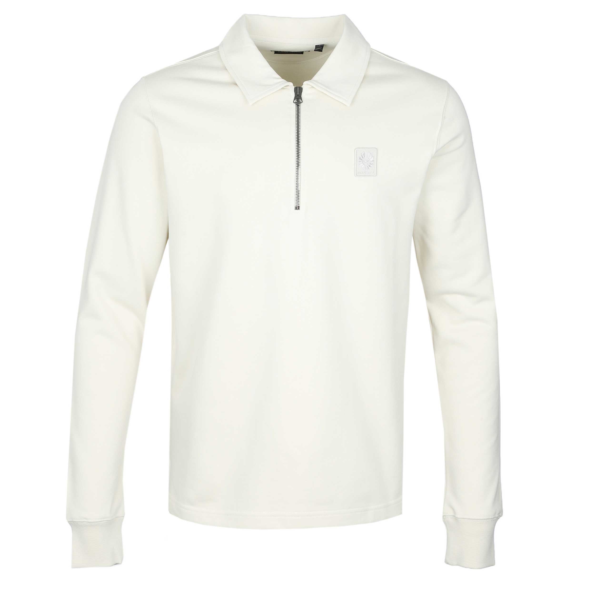Belstaff Curator Collared Sweat Top in Silver Birch