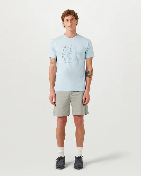 Belstaff Deconstructed Phoenix Graphic T-Shirt in Sky Blue Model