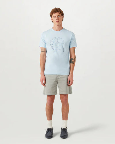 Belstaff Deconstructed Phoenix Graphic T-Shirt in Sky Blue Model