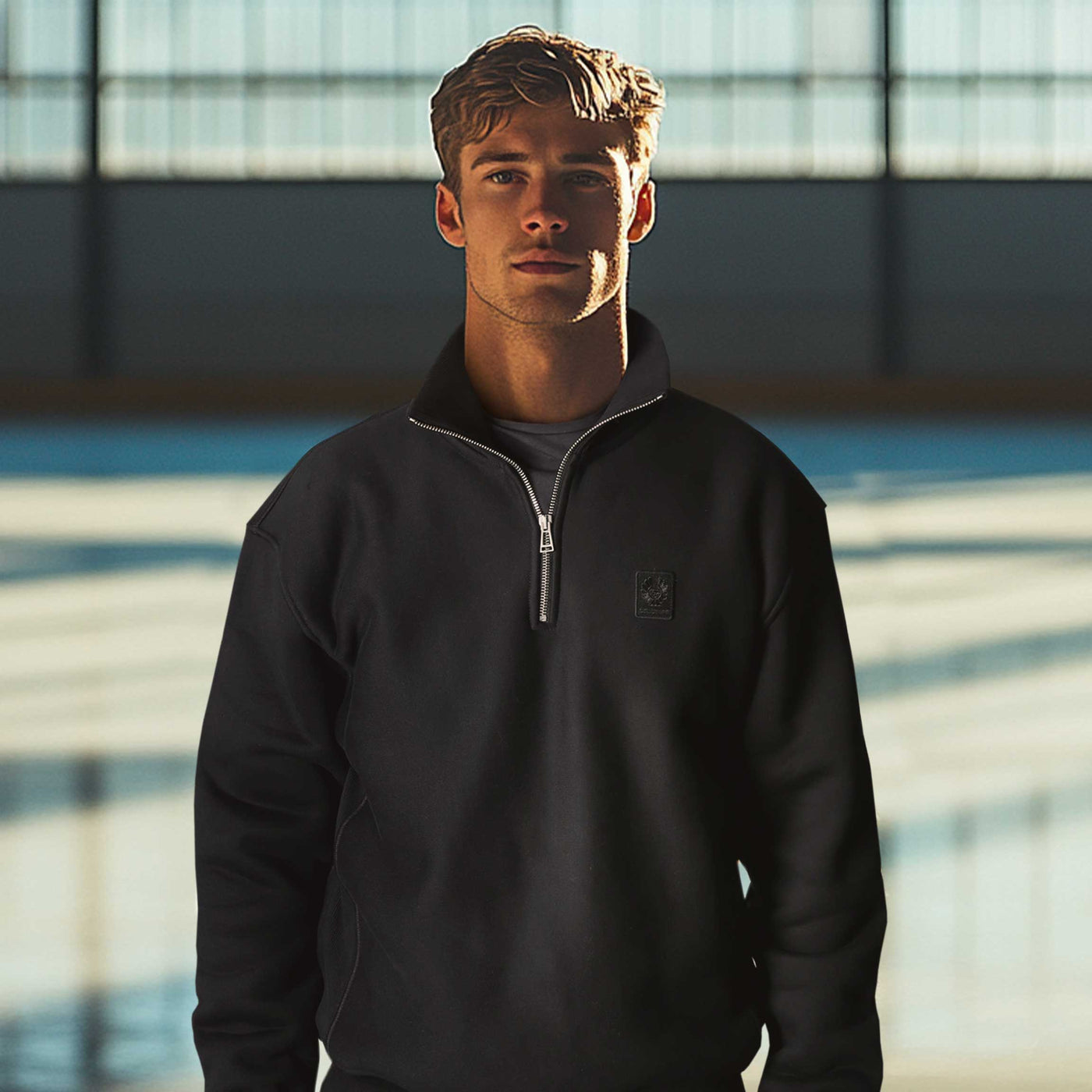 Belstaff Hockley Quarter Zip Sweat Top in Black Belstaff