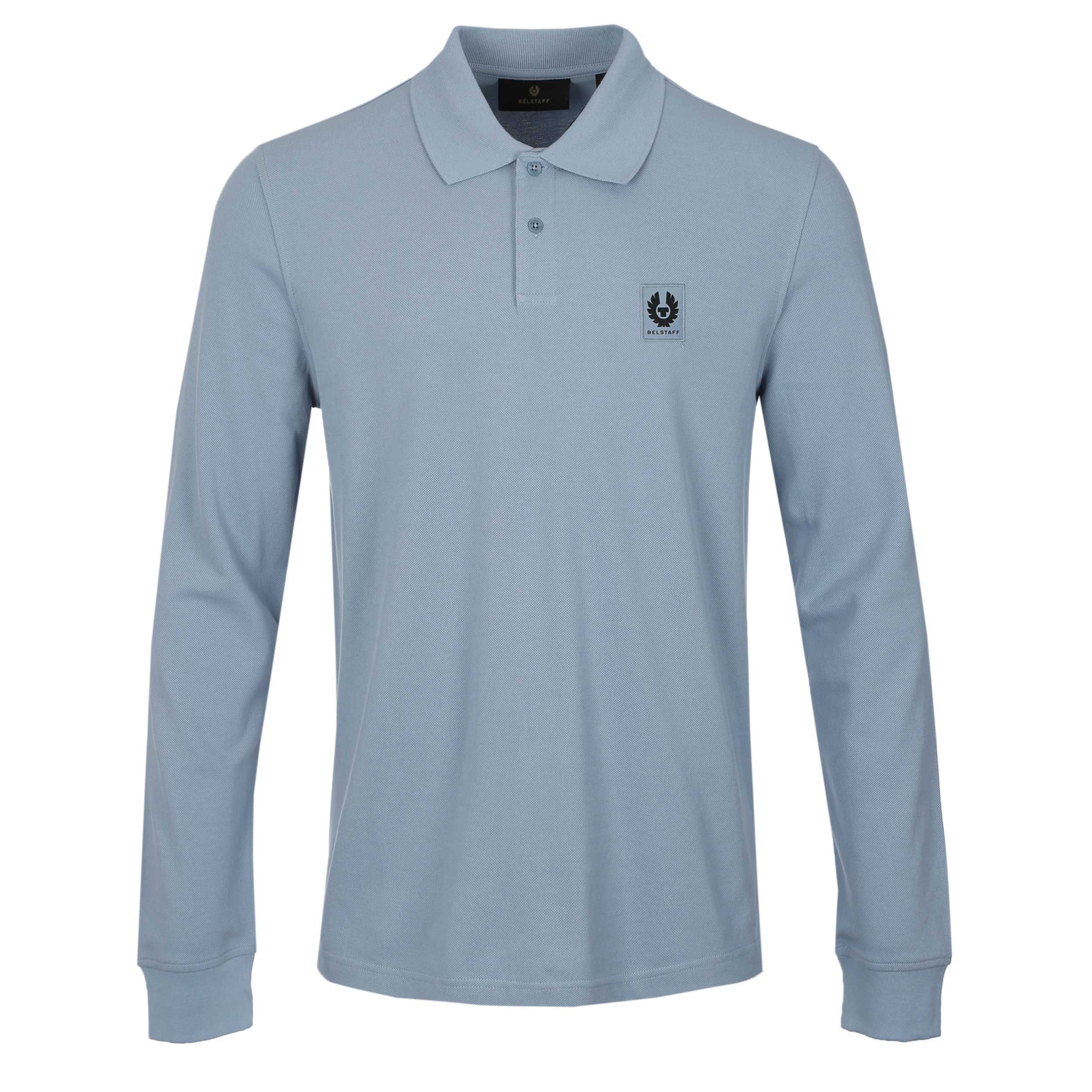 Belstaff Long Sleeve Polo Shirt in Mist Blue