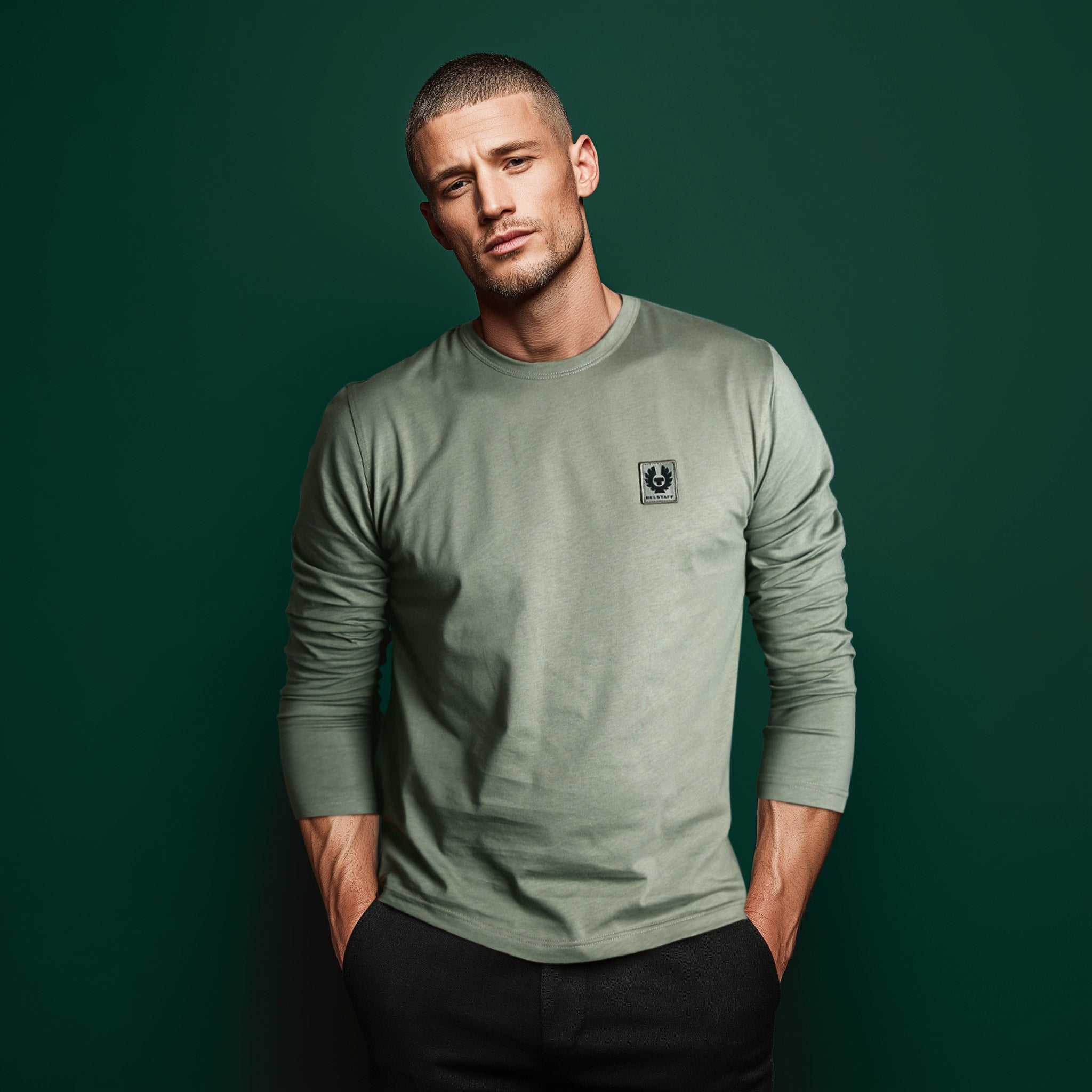 Belstaff Long Sleeve T Shirt in Sage Green