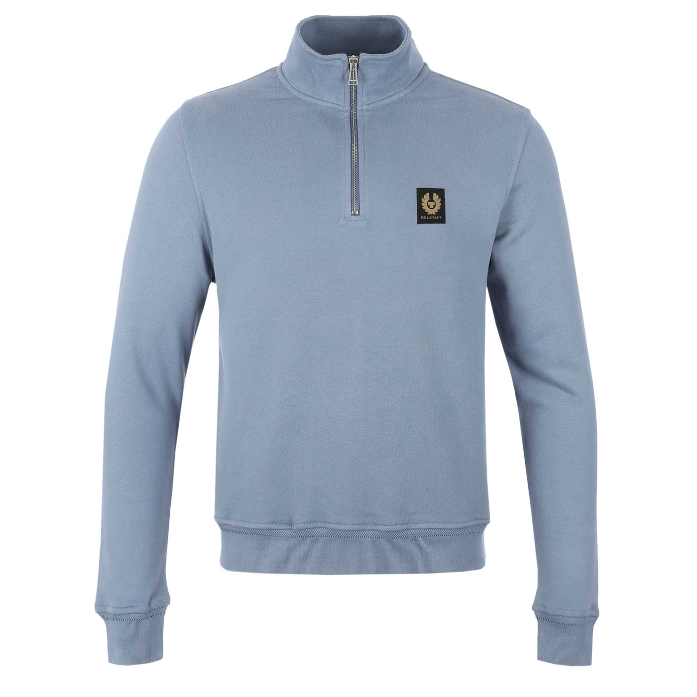 Belstaff Quarter Zip Sweat Top Blue Flint Front