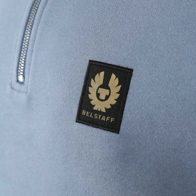 Belstaff Quarter Zip Sweat Top Blue Flint Logo