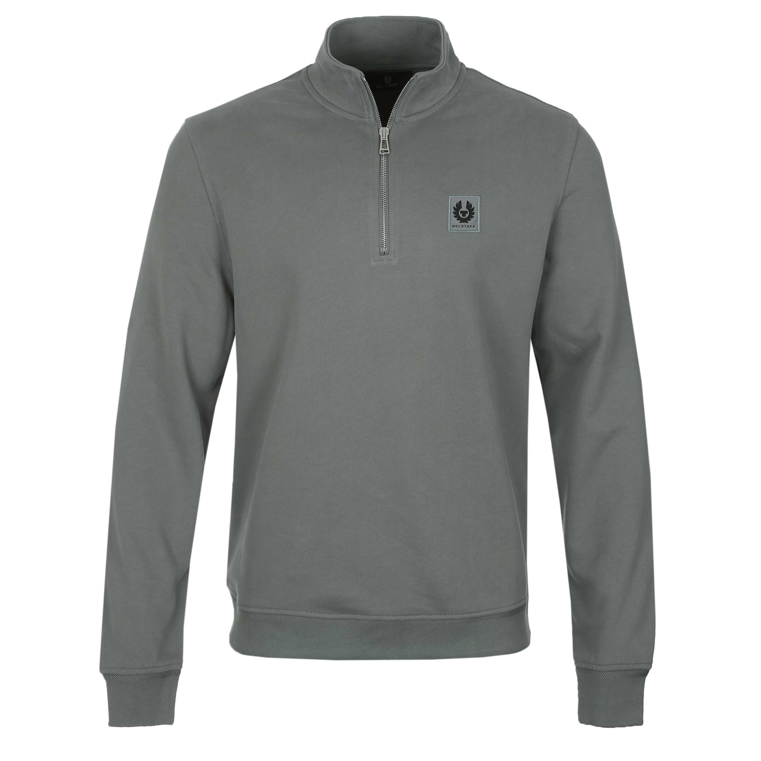 Belstaff Quarter Zip Sweat Top in Atlantic Grey