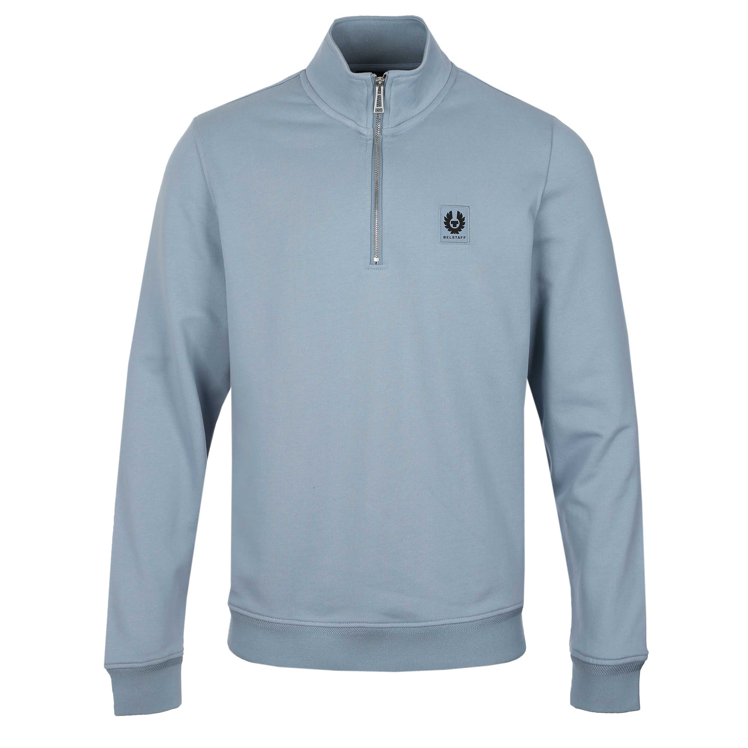 Belstaff Quarter Zip Sweat Top in Mist Blue