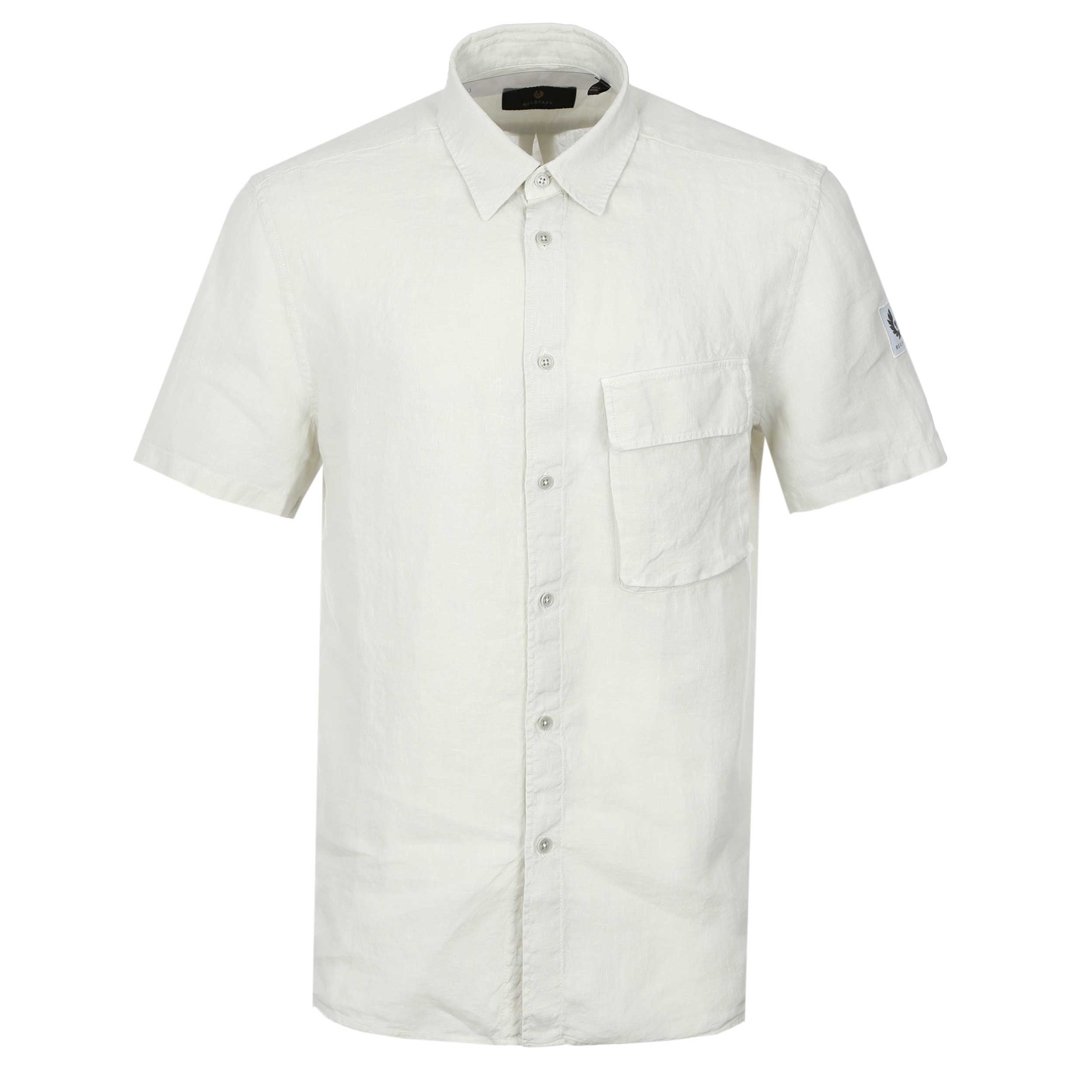 Belstaff Scale Linen SS Shirt in Silver Birch