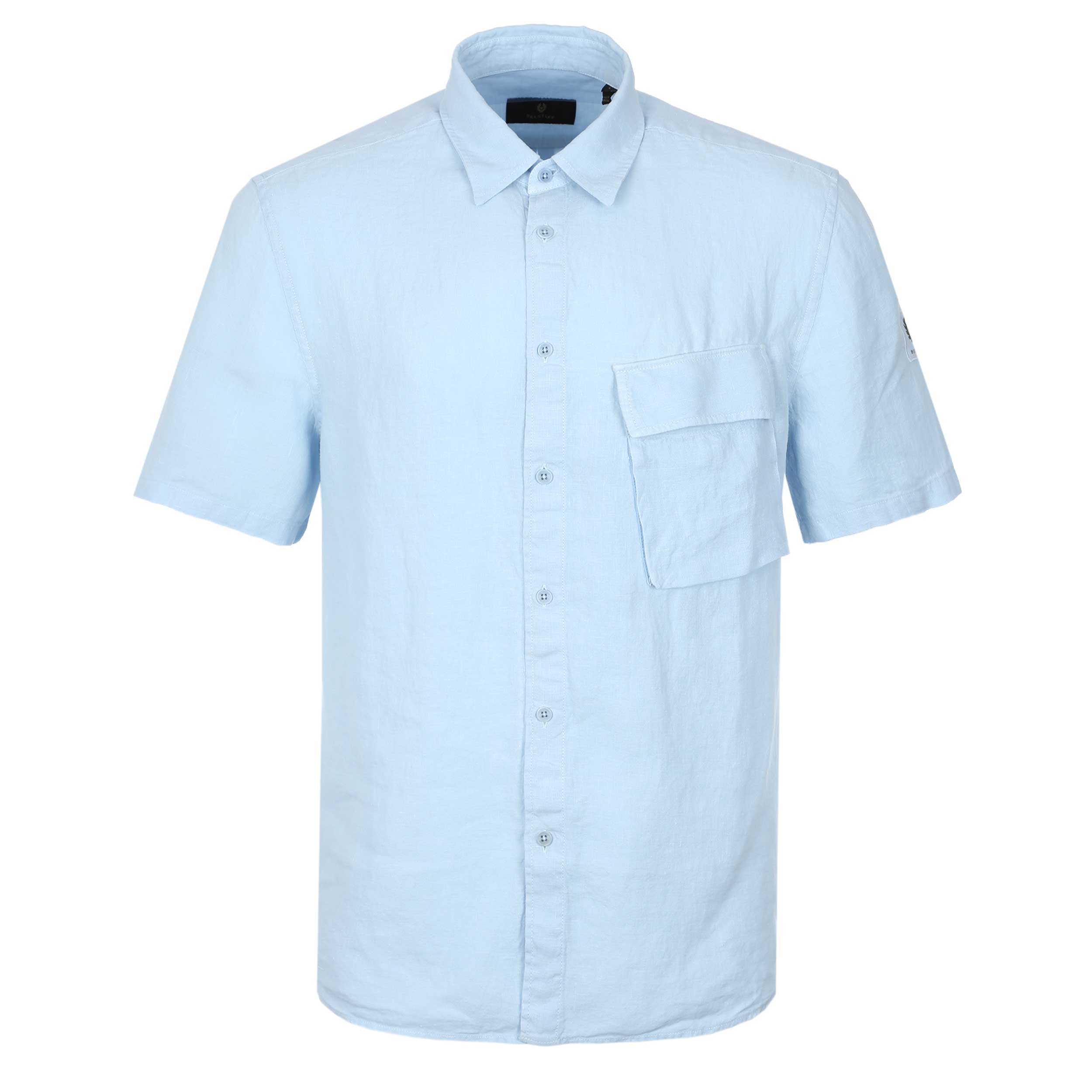 Belstaff Scale Linen SS Shirt in Sky Blue