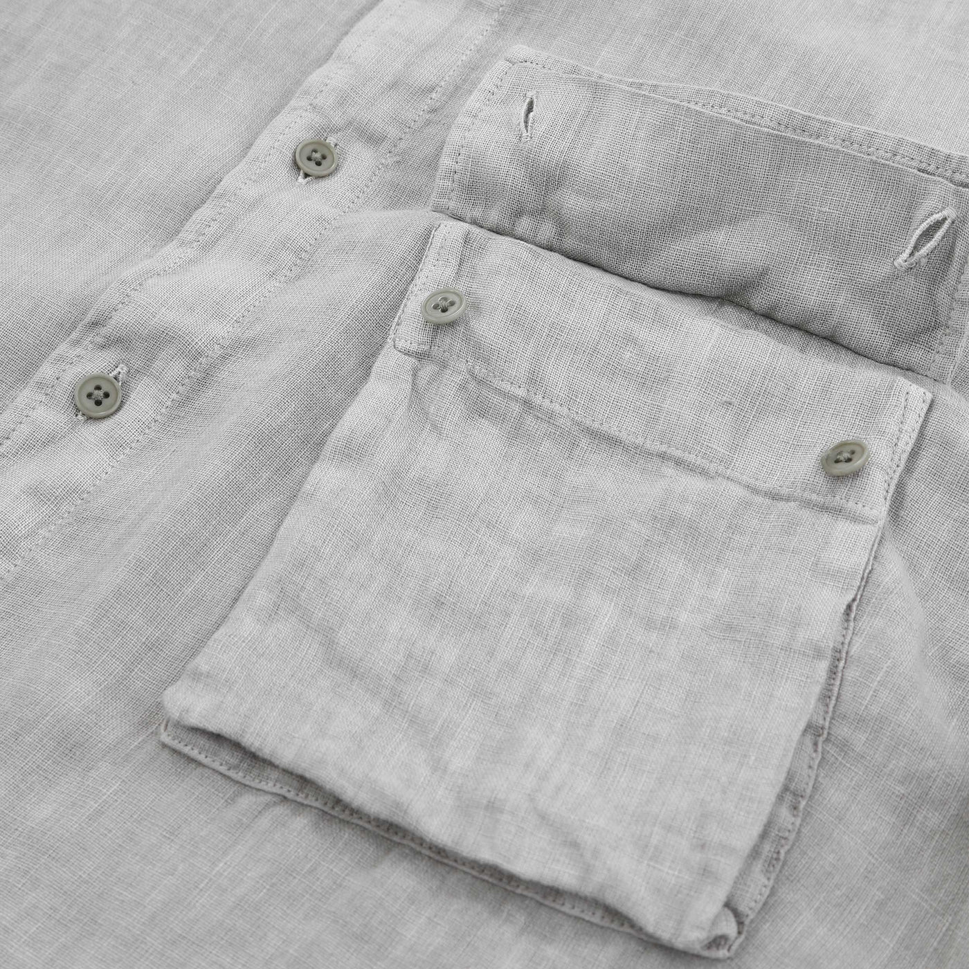 Belstaff Scale Linen Shirt in Cloud Grey Pocket