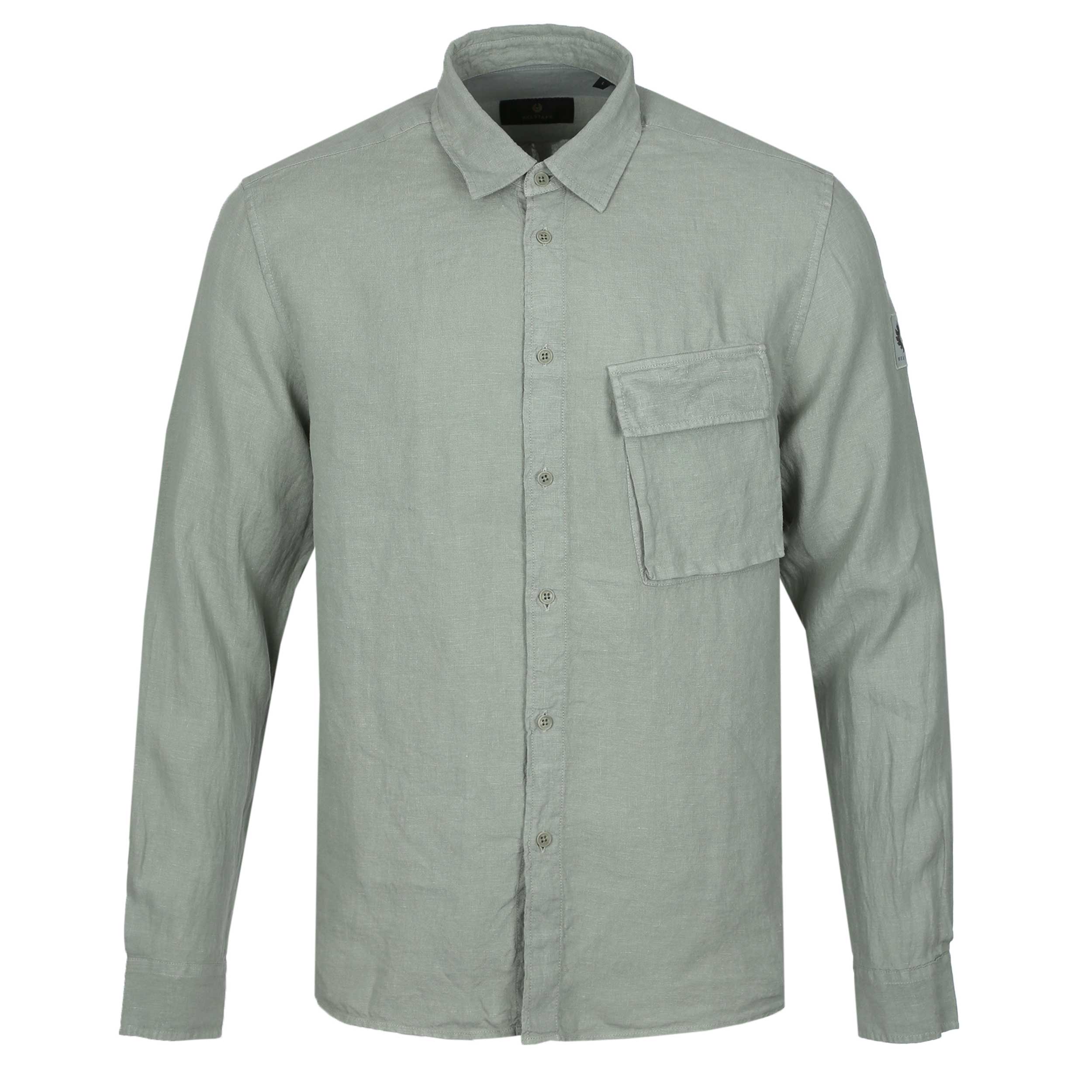 Belstaff Scale Linen Shirt in Lichen Green
