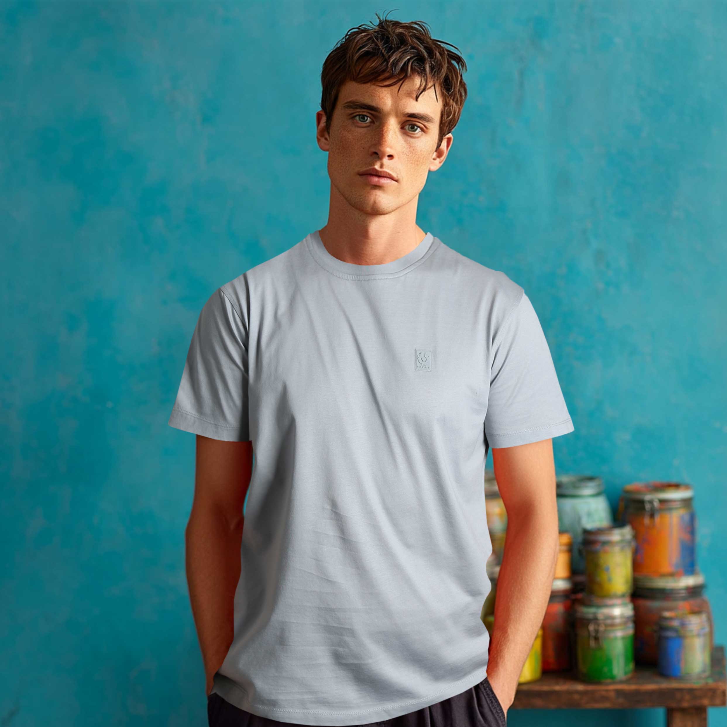 Belstaff Steel T-Shirt in Quarry Blue