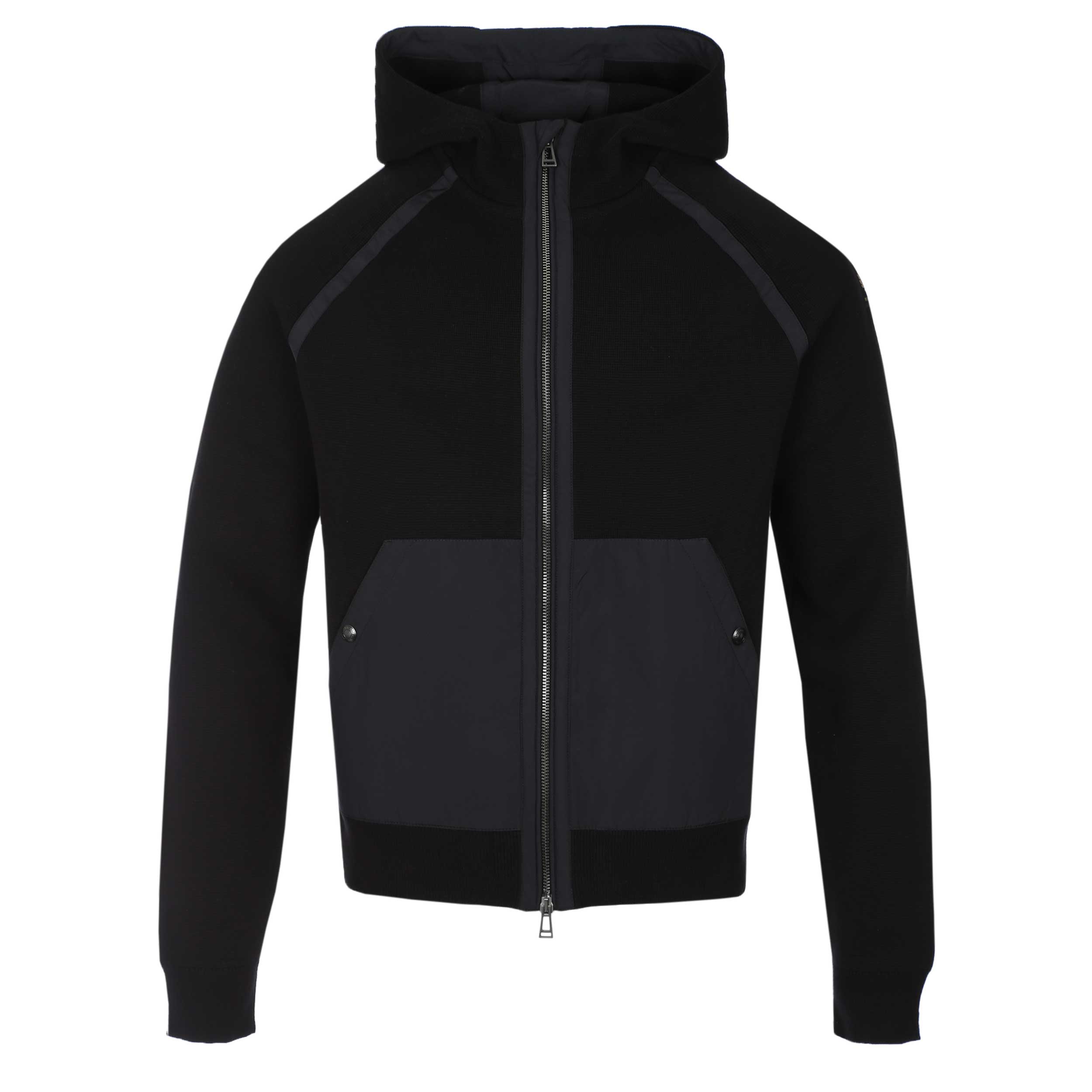 Belstaff View Hooded Full Zip Knitwear in Black
