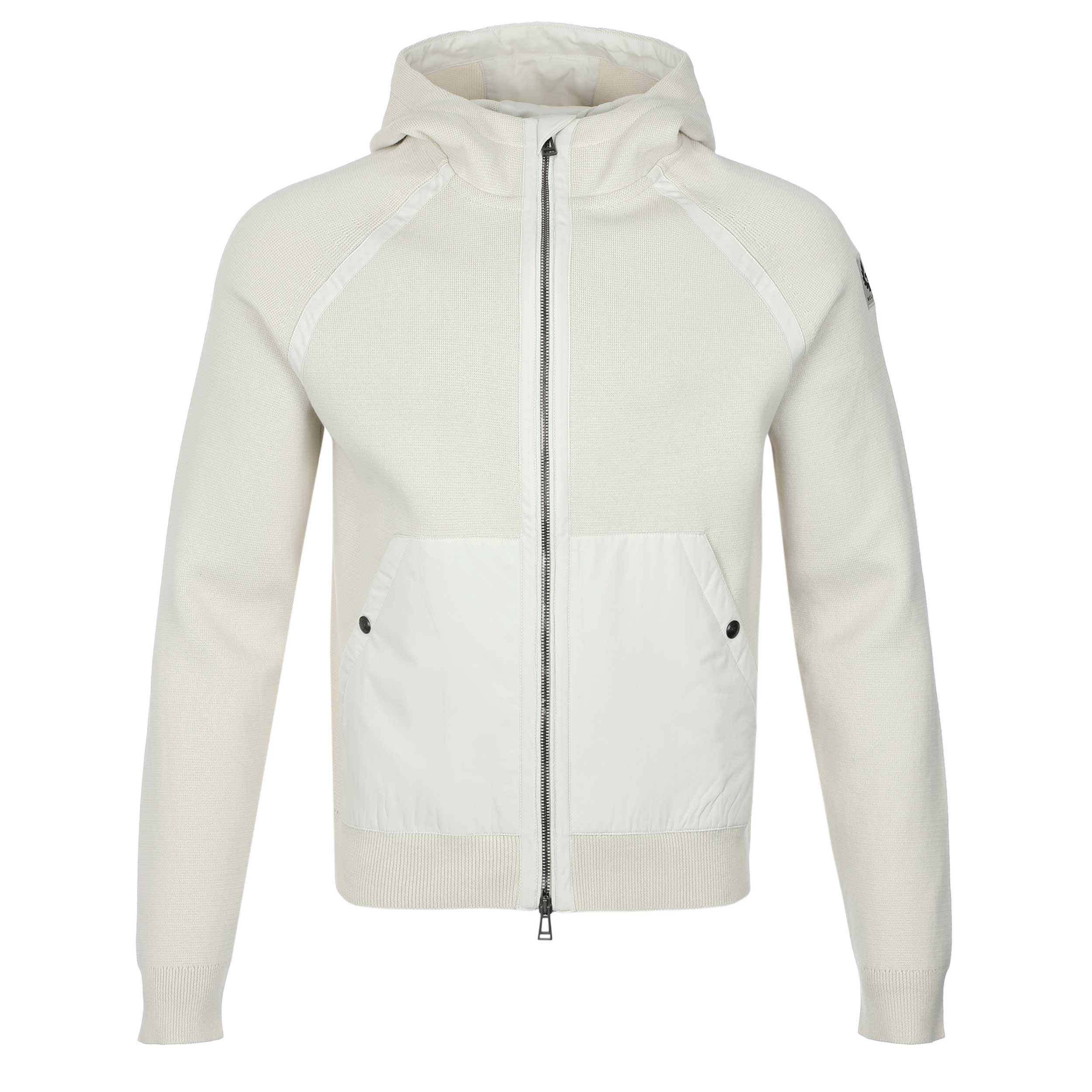 Belstaff View Hooded Full Zip Knitwear in Silver Birch
