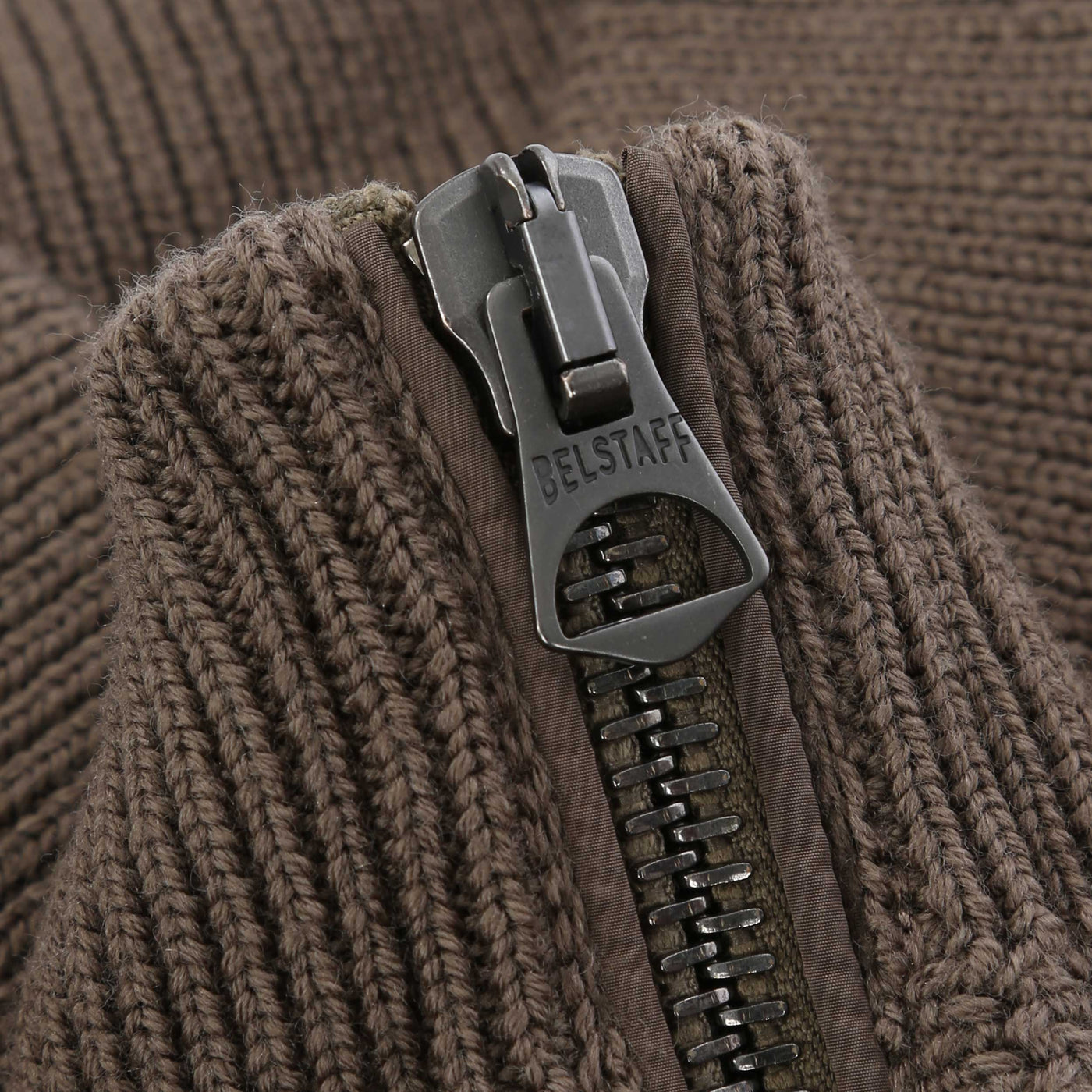 Belstaff Ward Full Zip Cardigan in Clay Brown Zip