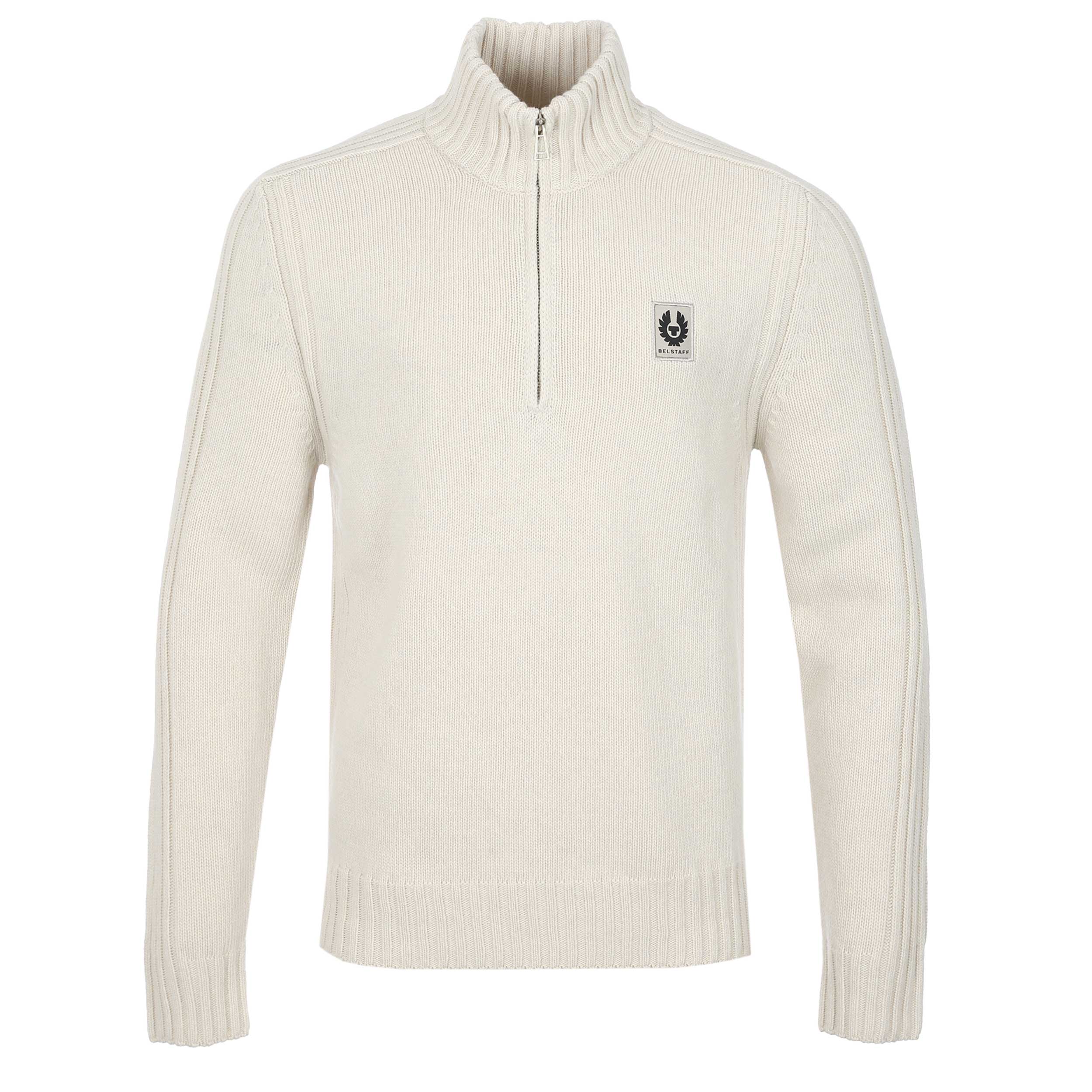 Belstaff Watch Quarter Zip Knitwear in Pale Stone