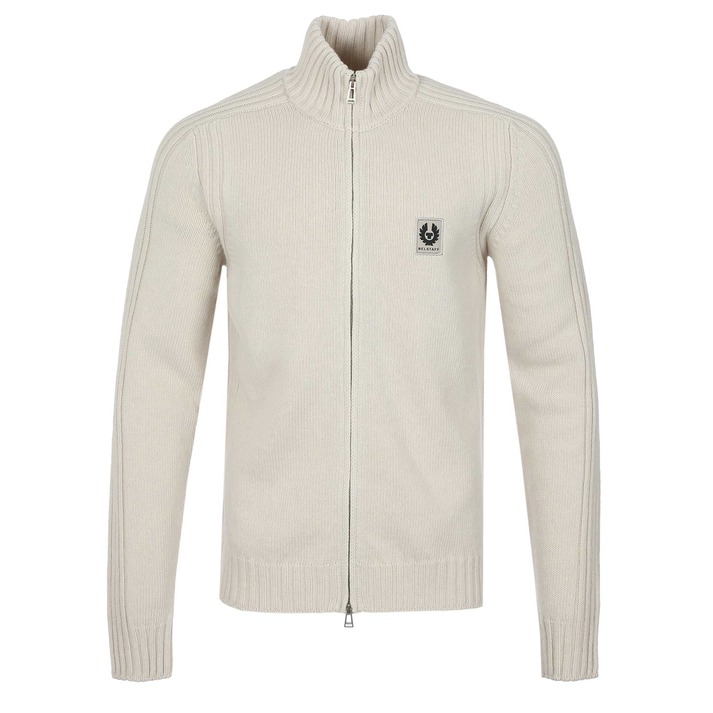 Belstaff Watch Zip Cardigan Knitwear in Pale Stone