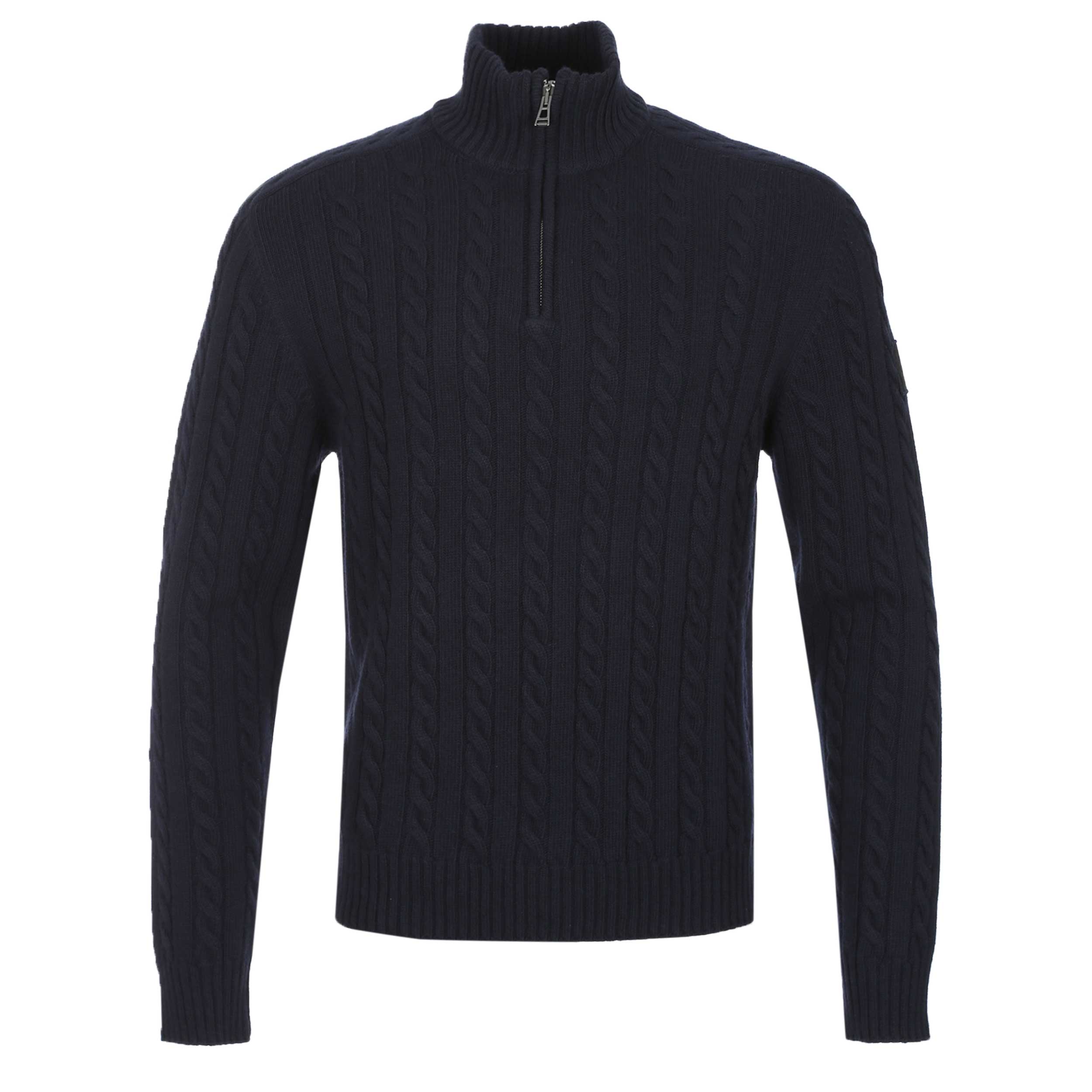 Belstaff Westport Q Zip Knitwear in Dark Ink