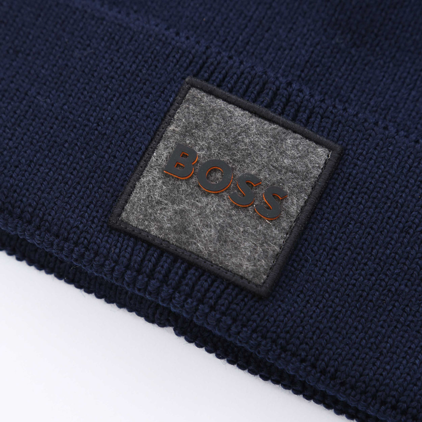 BOSS Foxxy Beanie Hat in Navy Logo