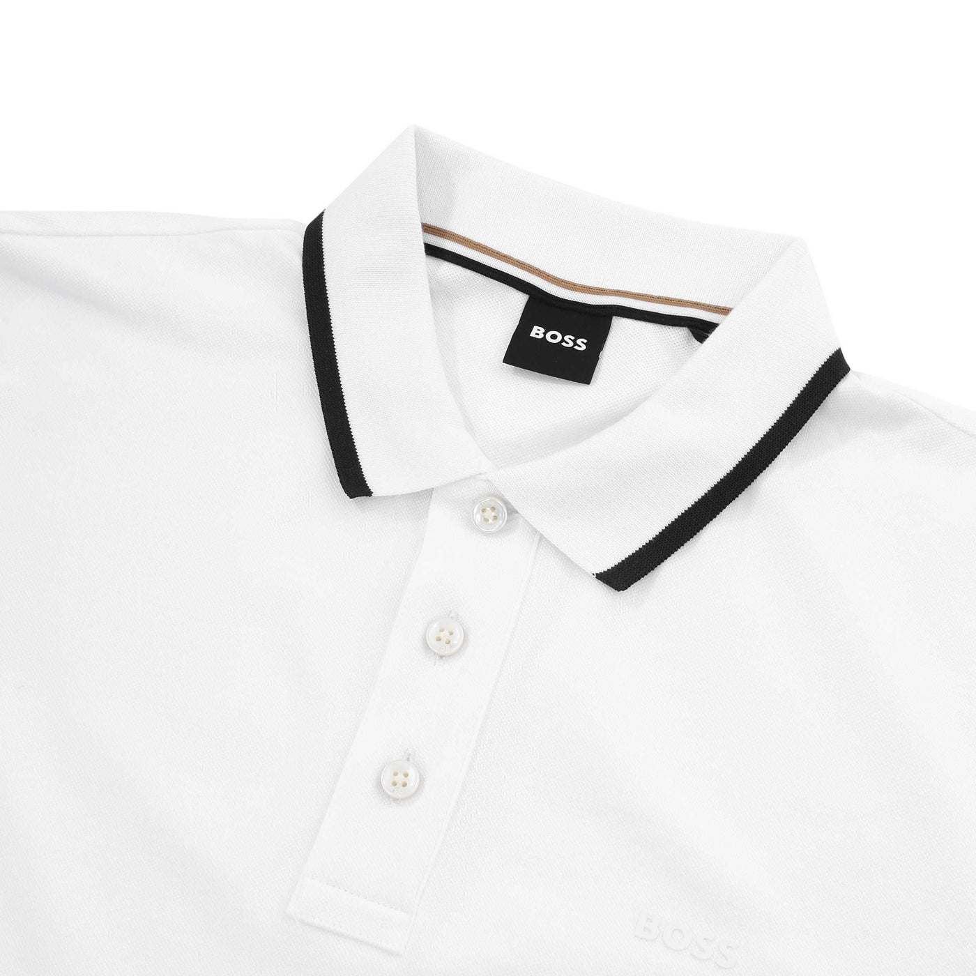 BOSS Parlay 190 Polo Shirt in White Neck