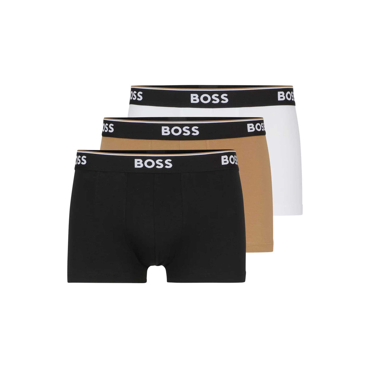 BOSS Trunk 3P Power Underwear in Black, White & Beige