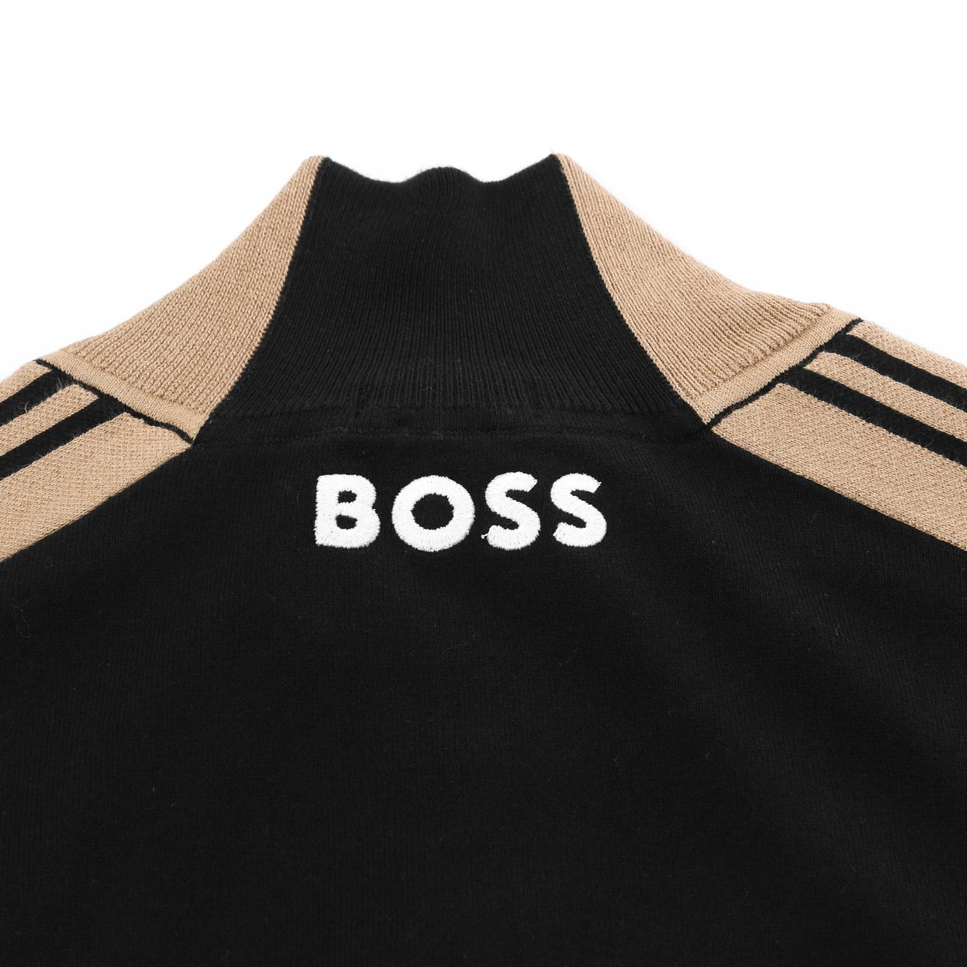 Boss Zolkar Knitwear in Black Neck Logo