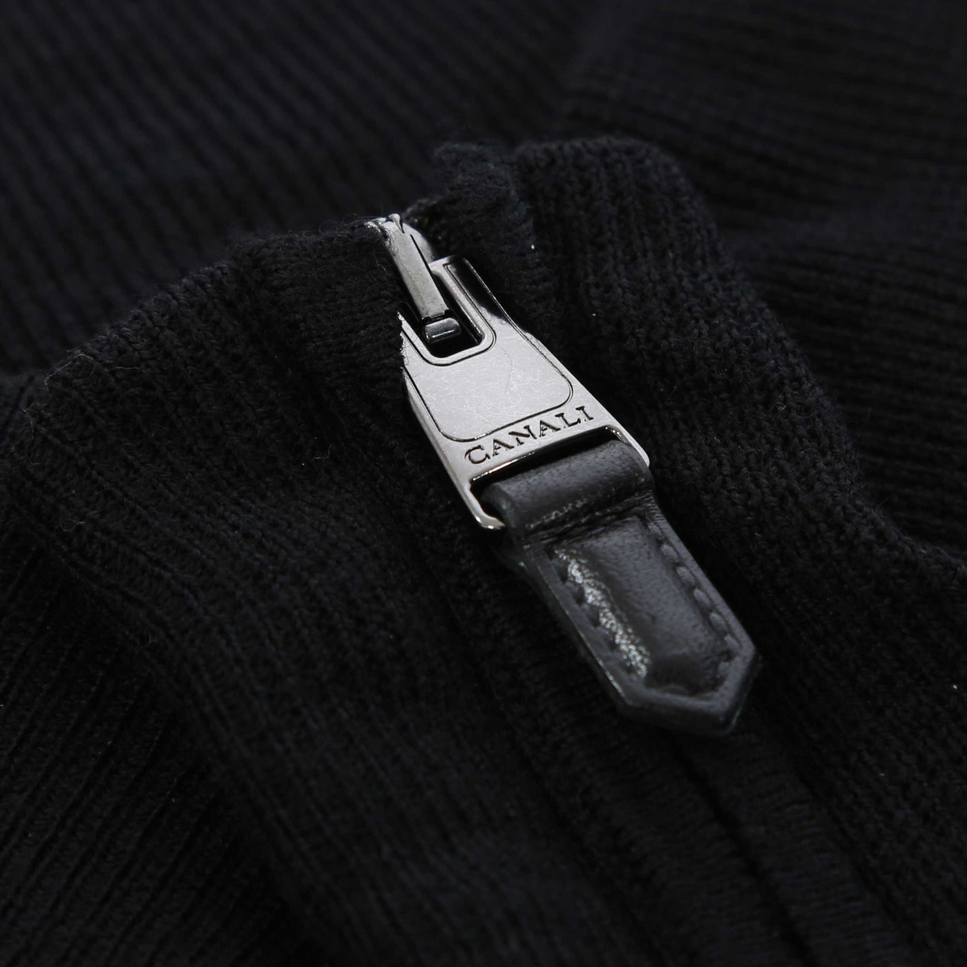 Canali 1/4 Zip Knitwear in Black Zip