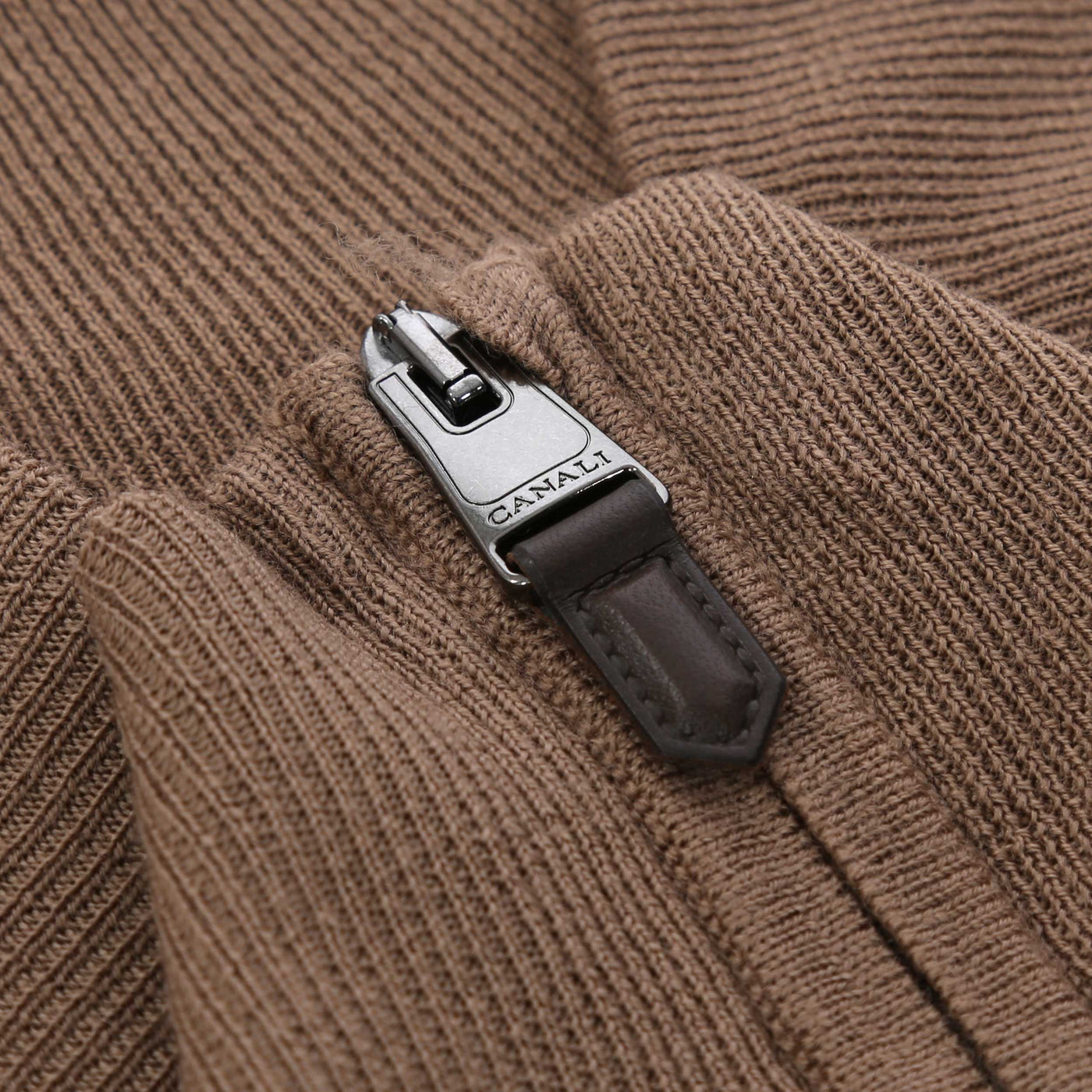 Canali 1/4 Zip Knitwear in Cappuccino Zip