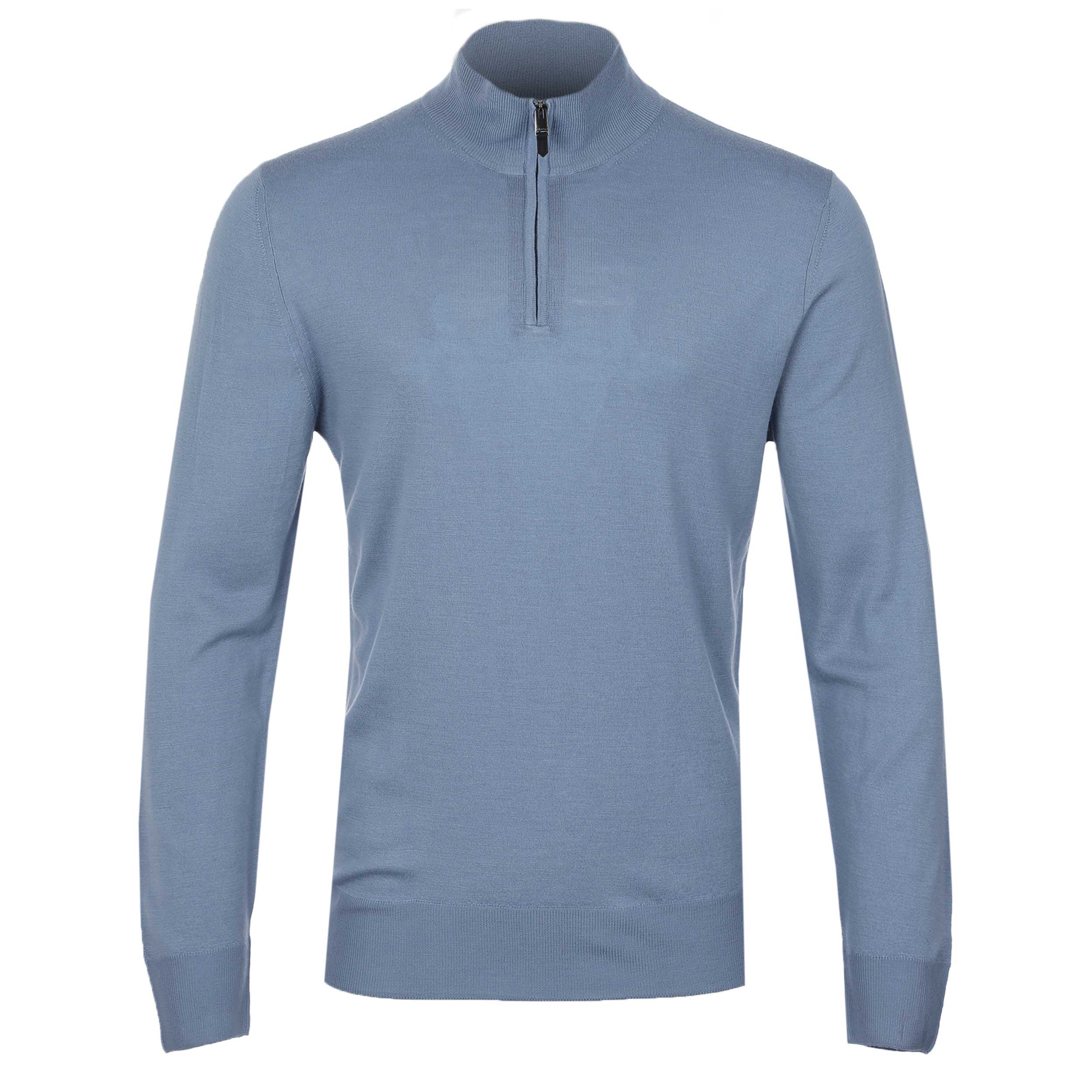 Canali 1/4 Zip Knitwear in Mid Blue