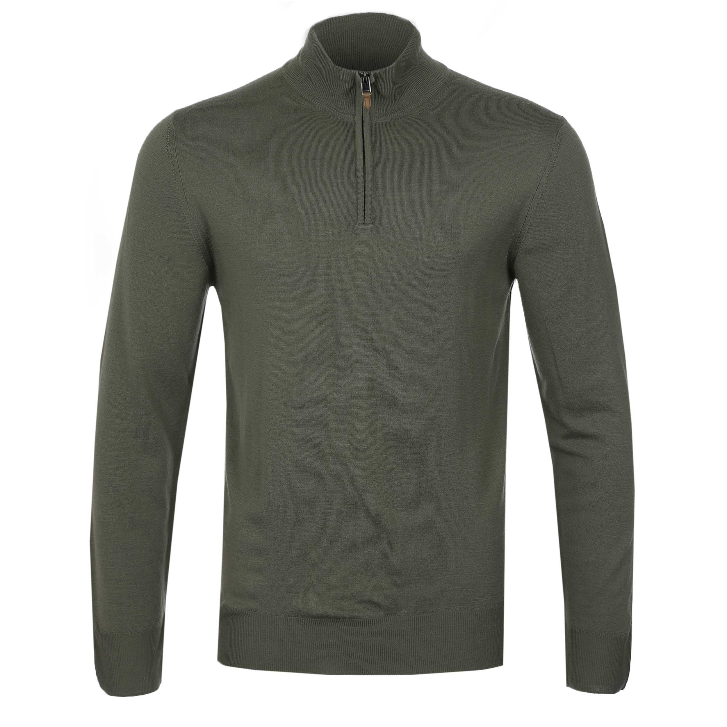 Canali 1/4 Zip Knitwear in Olive Green