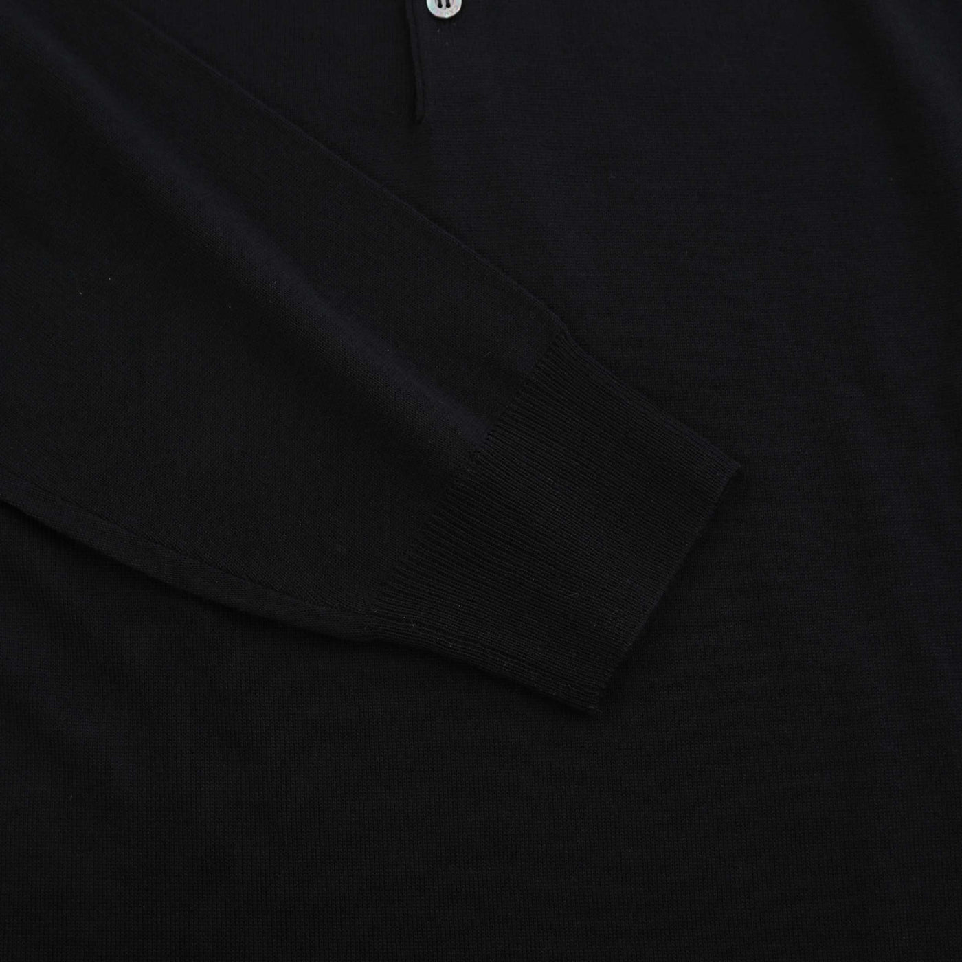 Canali 3 Button Knitted Polo in Black Cuff