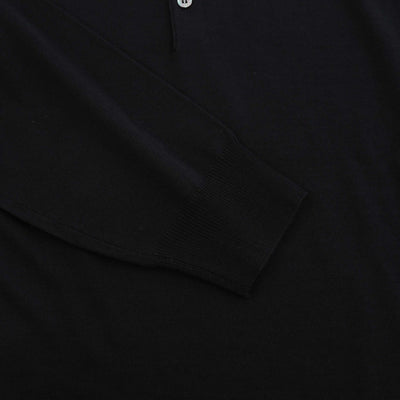 Canali 3 Button Knitted Polo in Black Cuff