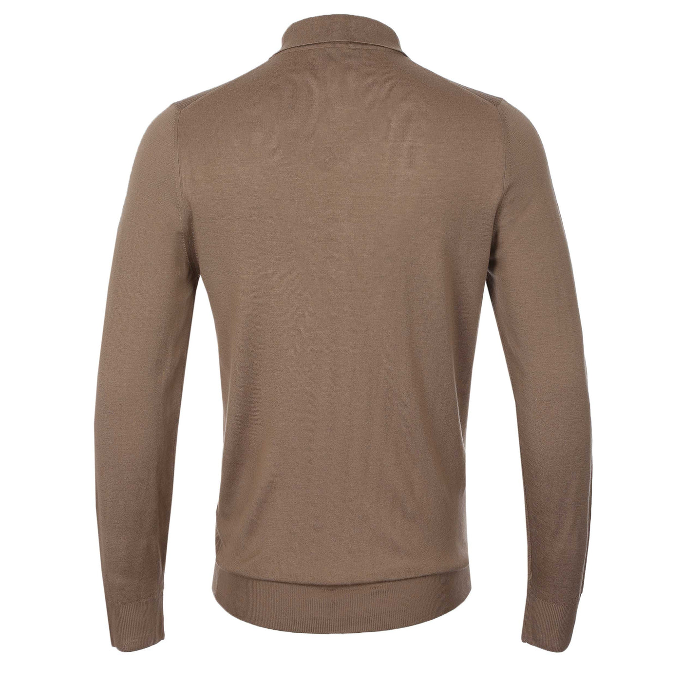 Canali 3 Button Knitted Polo in Cappuccino Back