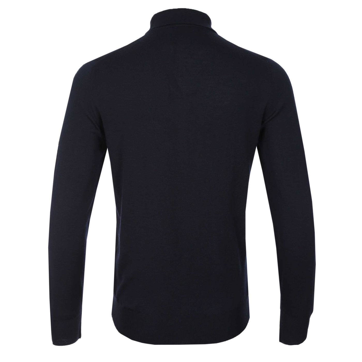 Canali 3 Button Knitted Polo in Navy Back