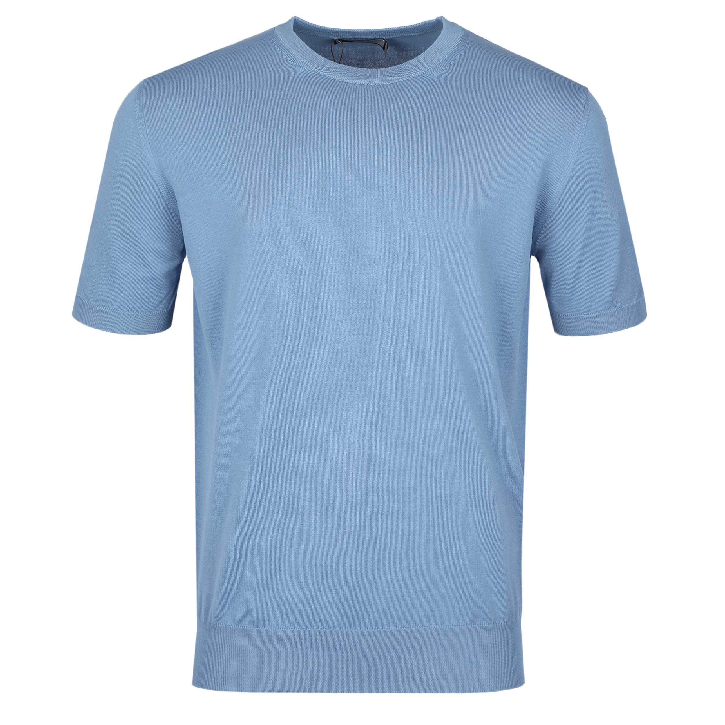 Canali Basic Knitted T Shirt in Light Blue