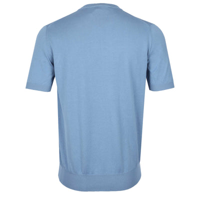 Canali Basic Knitted T Shirt in Light Blue Back
