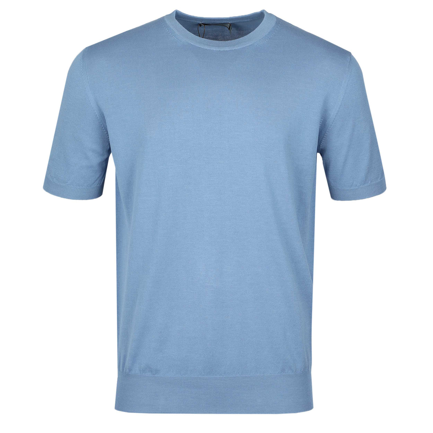 Canali Basic Knitted T Shirt in Light Blue