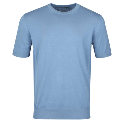 Canali Basic Knitted T Shirt in Light Blue