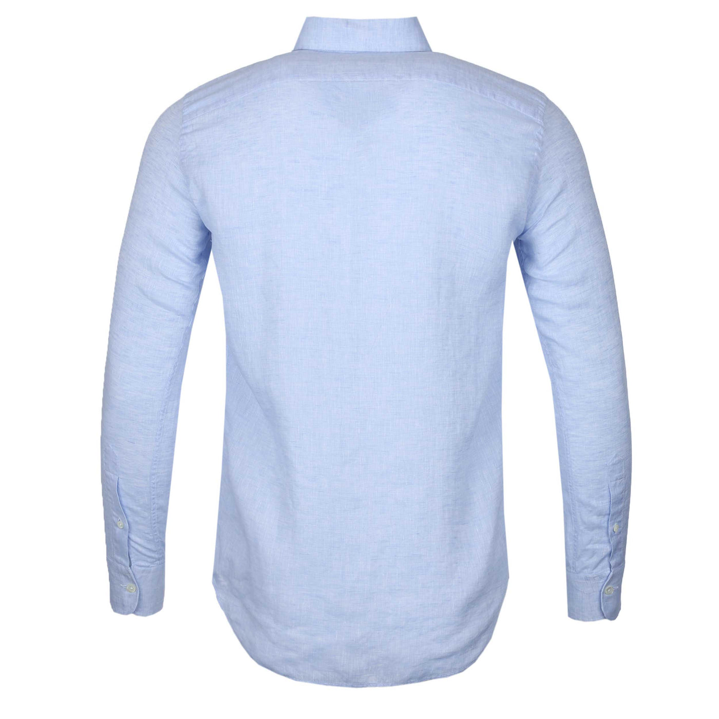 Canali Basic Linen Shirt in Sky Blue Back