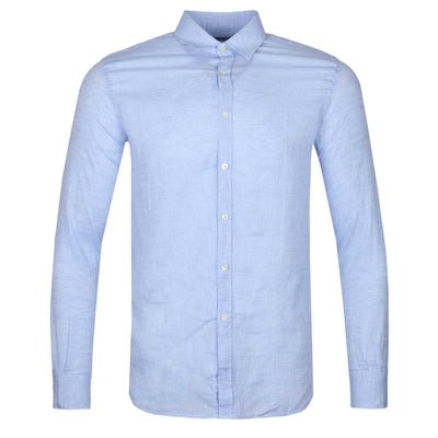 Canali Basic Linen Shirt in Sky Blue