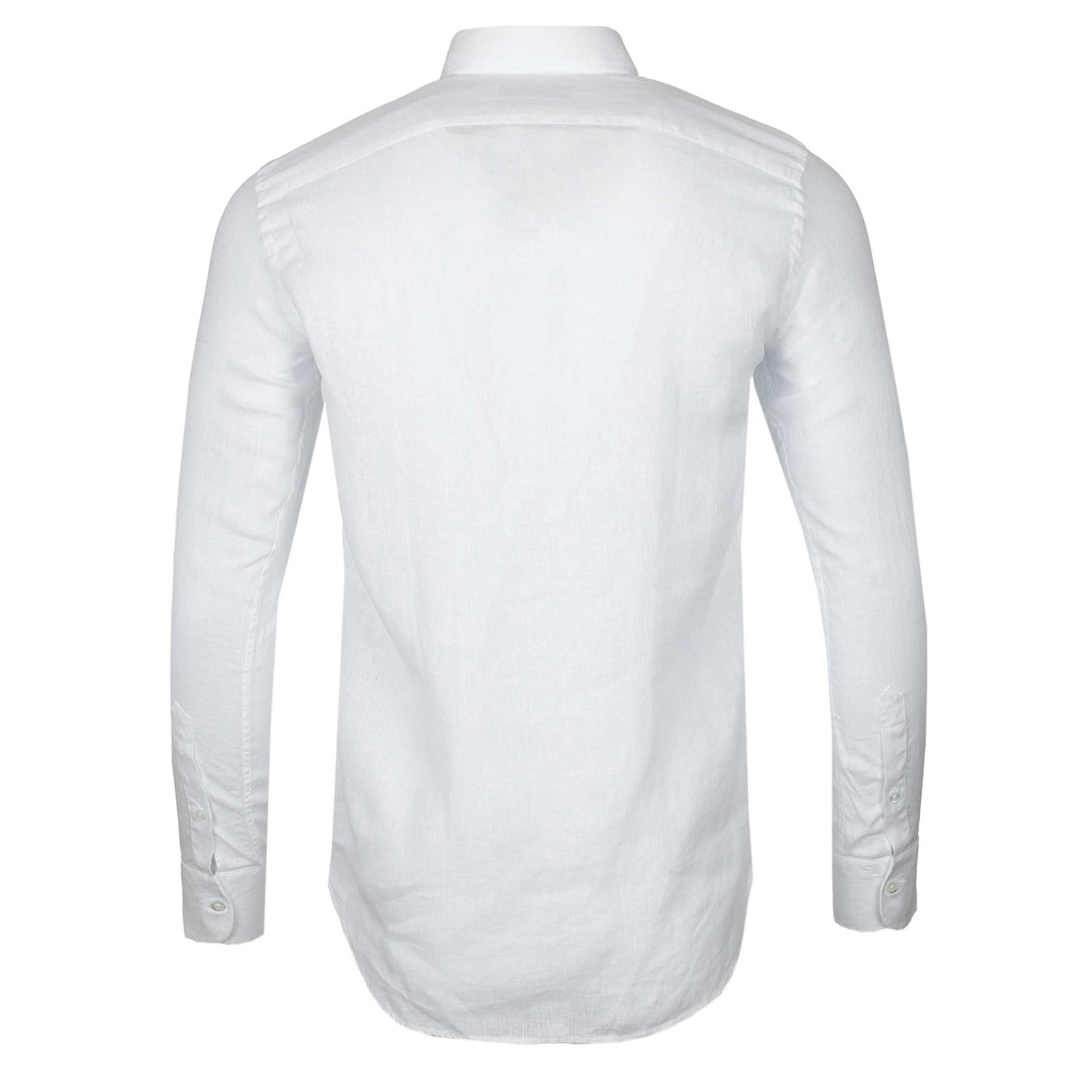 Canali Basic Linen Shirt in White Back