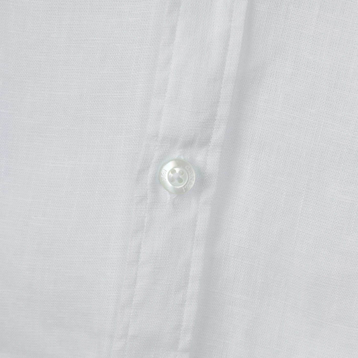 Canali Basic Linen Shirt in White Button