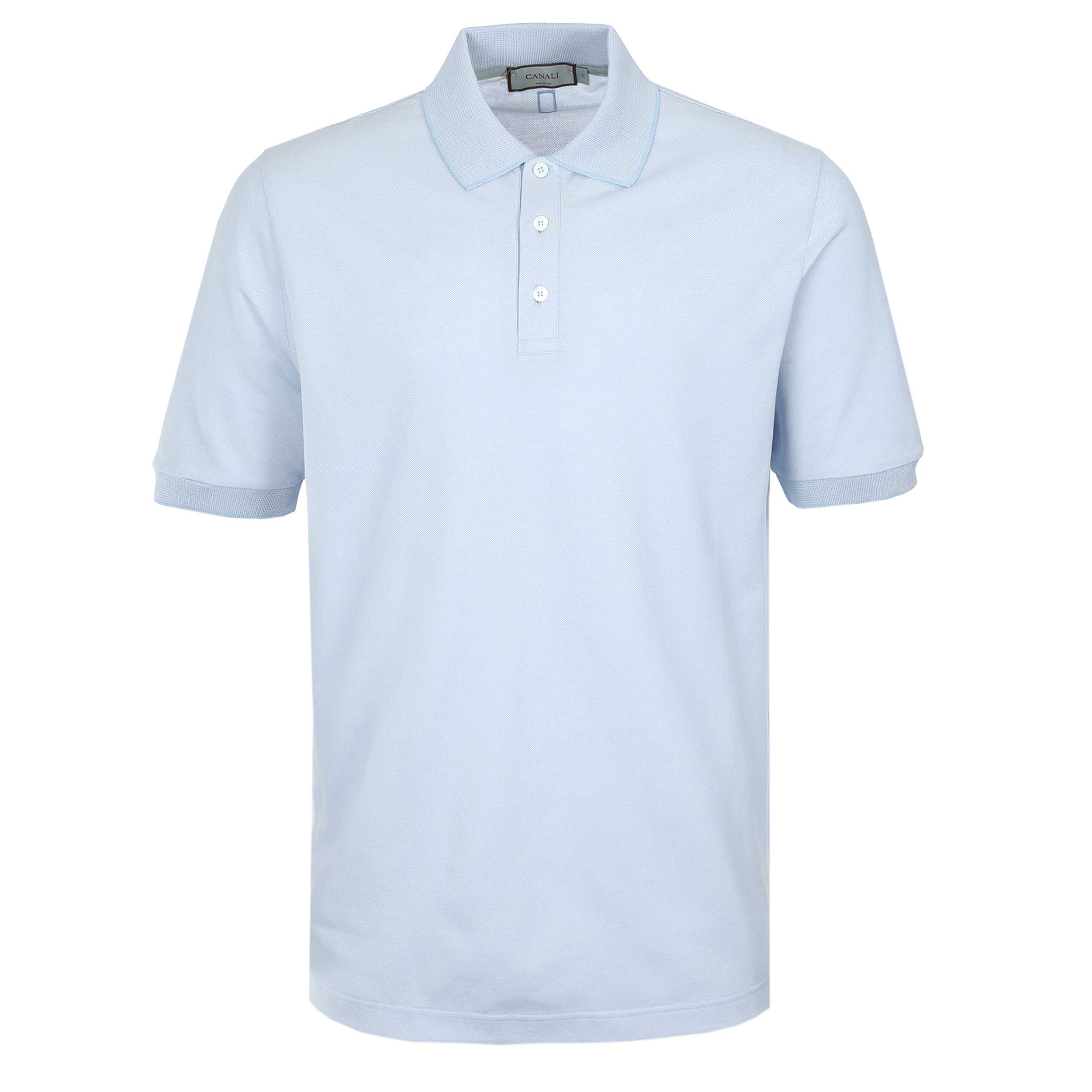 Canali Basic Pique Polo in Sky Blue