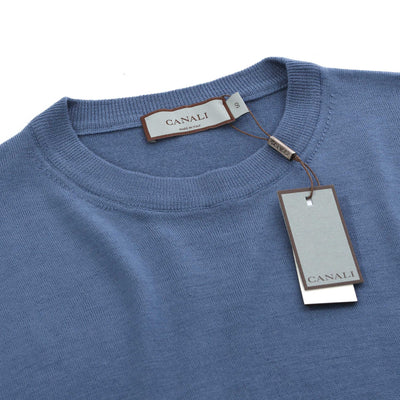 Canali Crew Neck Knitwear in Blue Neck