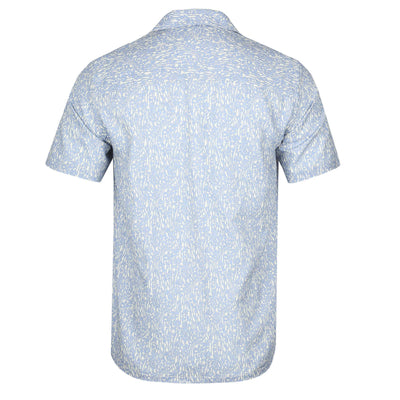 Canali Floral Print Short Sleeve Shirt in Sky Blue Back