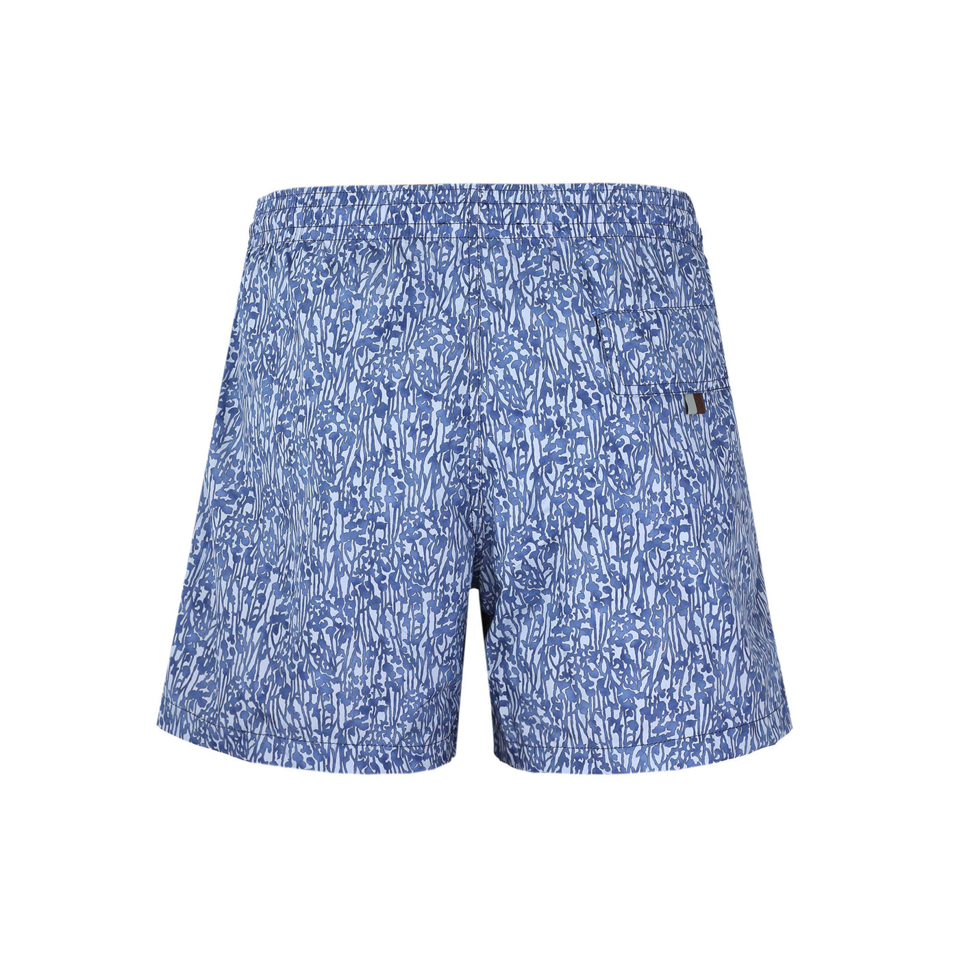 Canali Floral Print Swim Short in Mid Blue Back